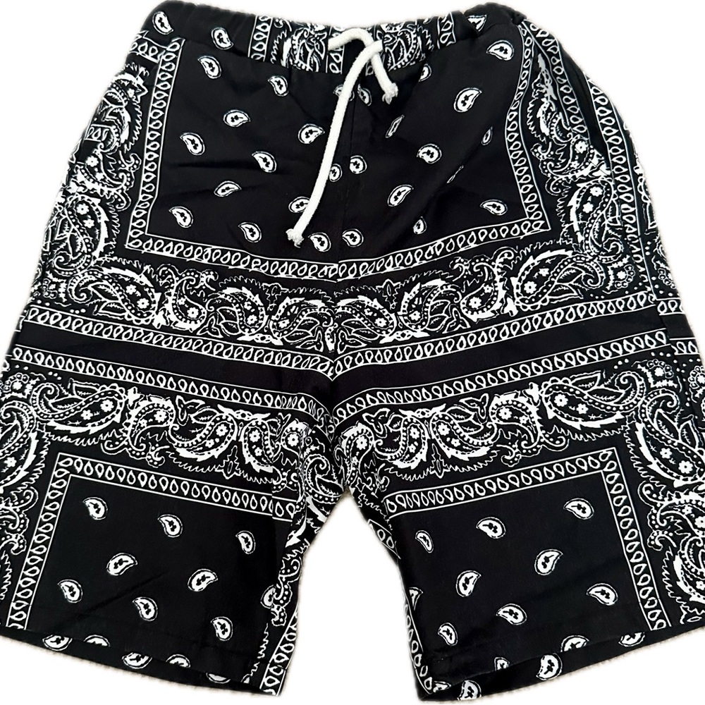 Paisley Print Kids Shorts - Black and White
